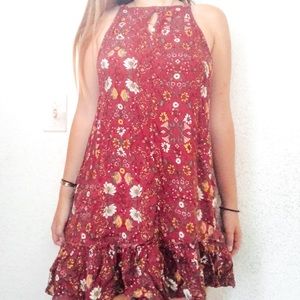 Maroon boho dress
